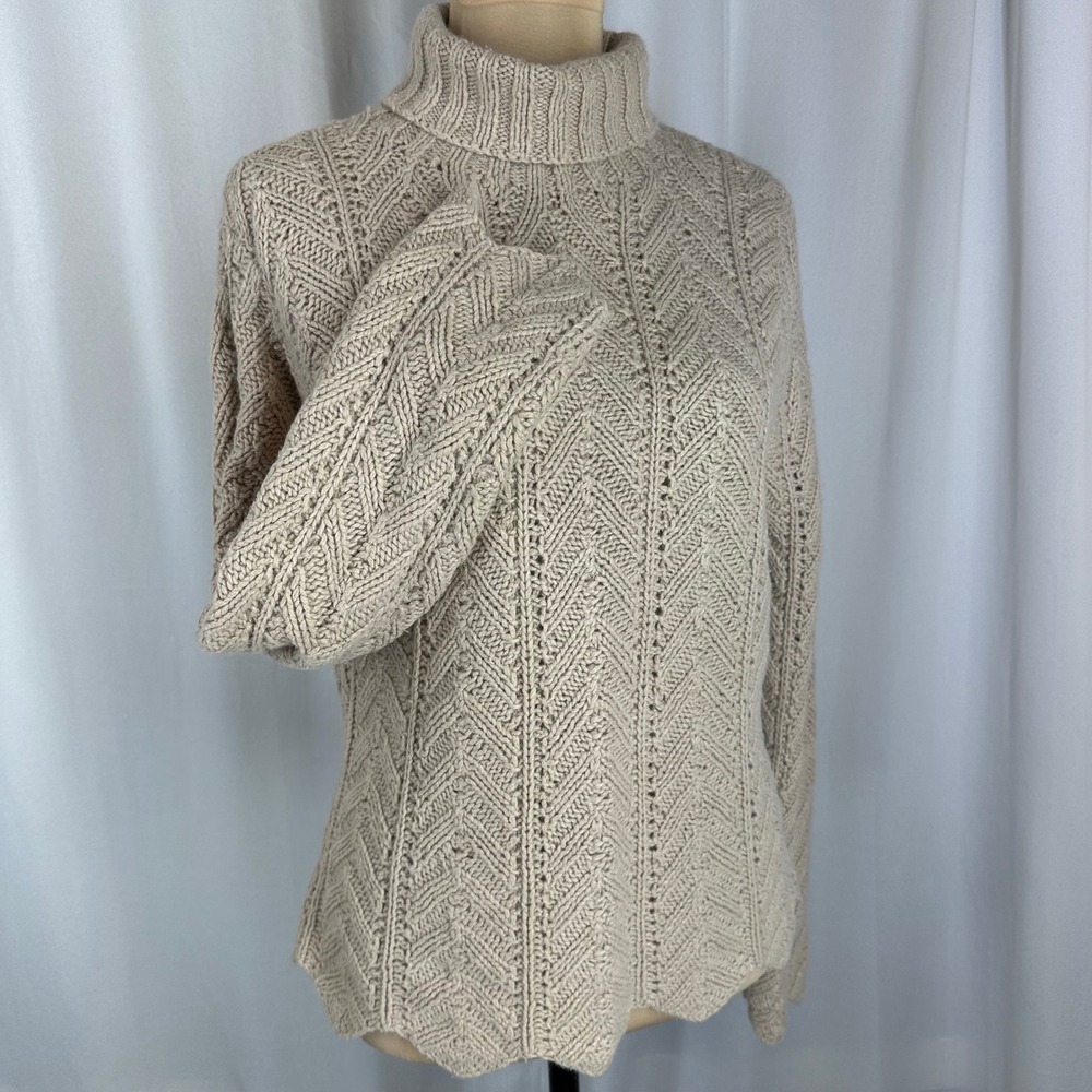 Deane & White Angora Blend Turtleneck Sweater Chevron Knit Size S
